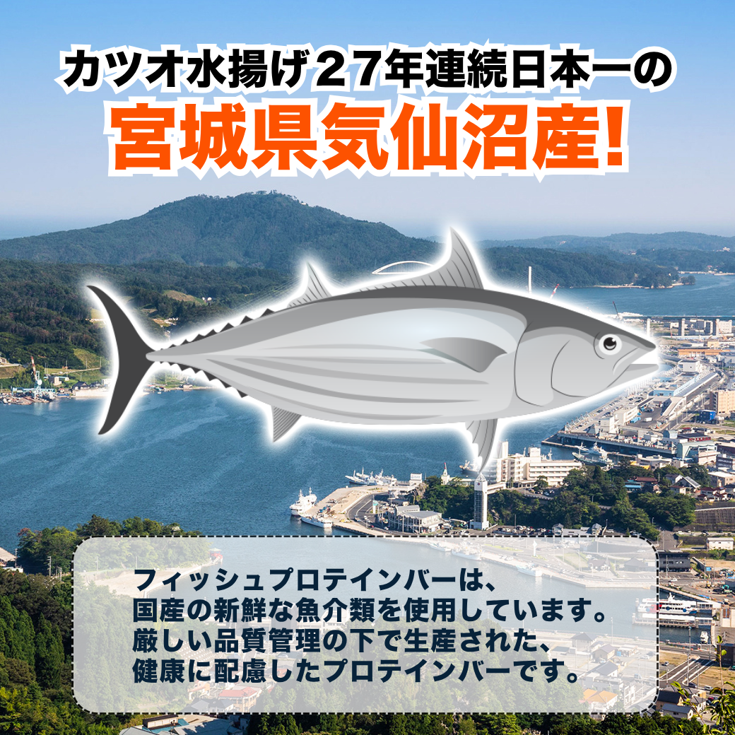 KGGフィッシュプロテインバー「かつおたんぱっくん」 無添加仕上げ 国産 気仙沼産カツオをふんだんに使用